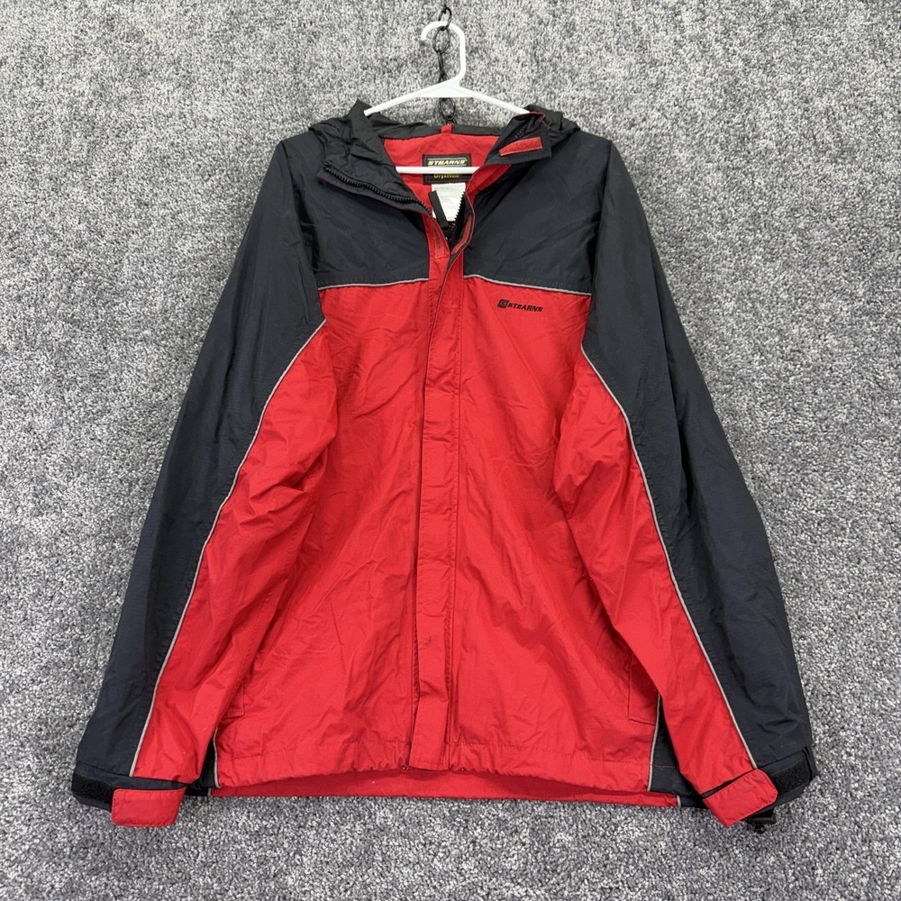 Stearns Jacket Mens XL Red Black Hooded Full Zip DryWear Outdoor Windbreaker